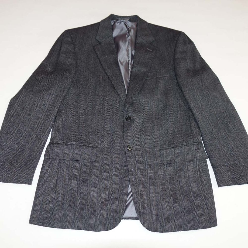 Bernhard Altmann Men's Herringbone Sport Coat Size 39 Regular Charcoal Gray Wool